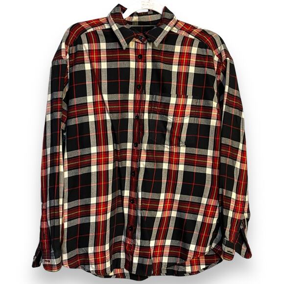 Lizwear Plaid Button Up Shirt Women's Medium Multicolor Western Casual Top Work - Picture 1 of 11